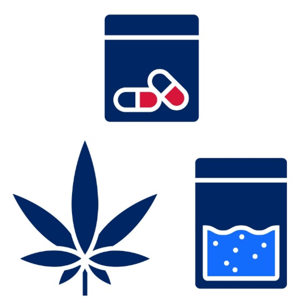 Pictogram of different types of drugs