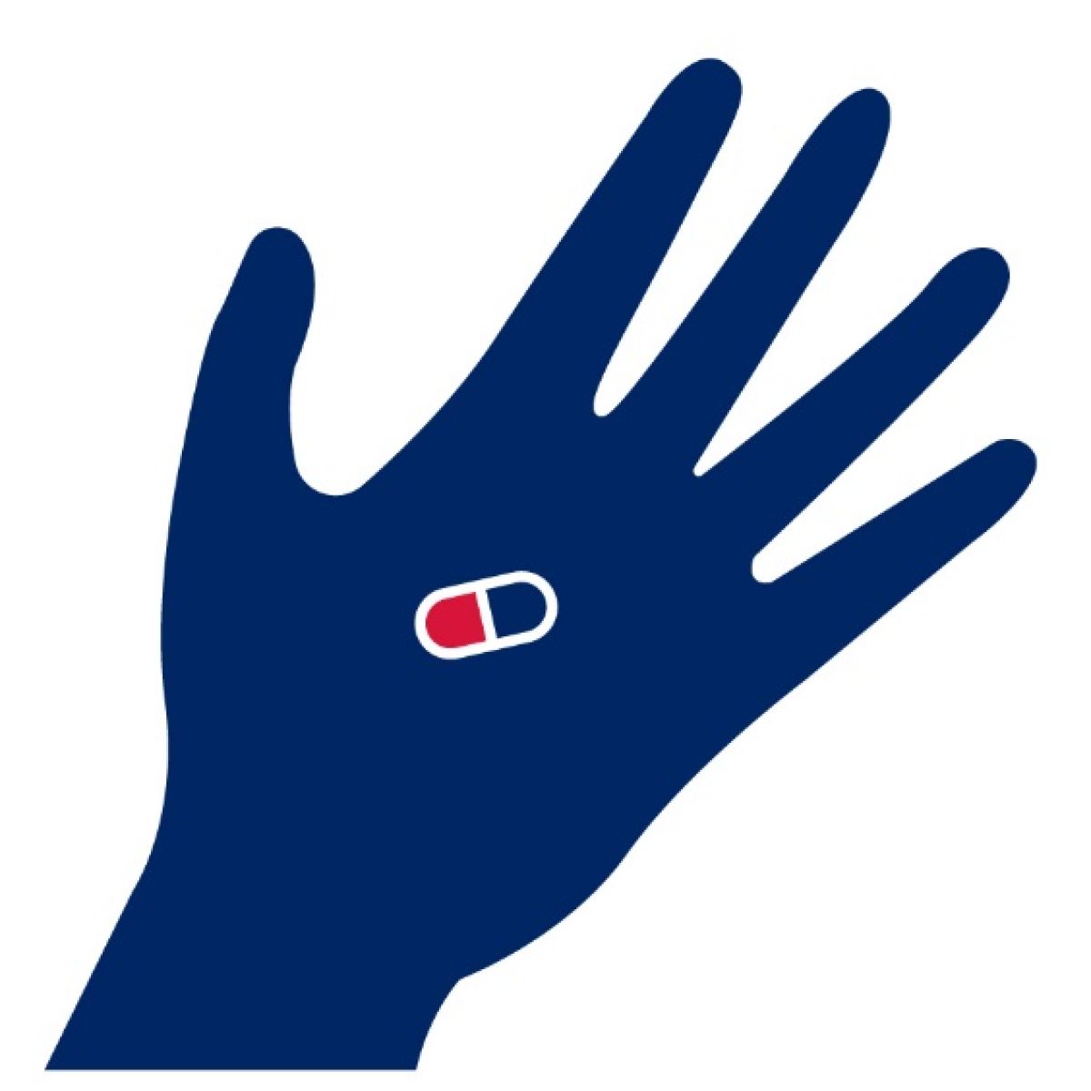 Pictogram of hand holding small amount of drugs