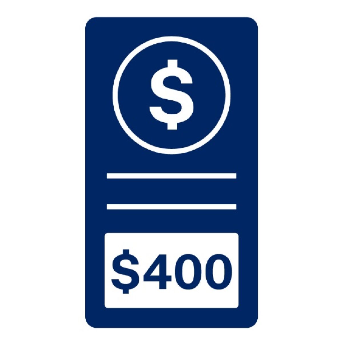 Pictogram of $400 fine with dollar sign