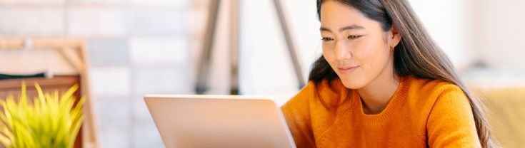 Woman working on a laptop