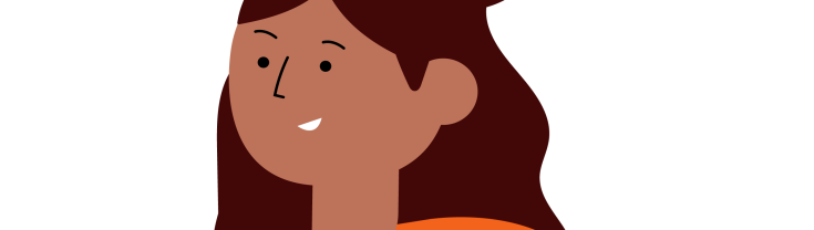 smiling character wearing an orange shirt