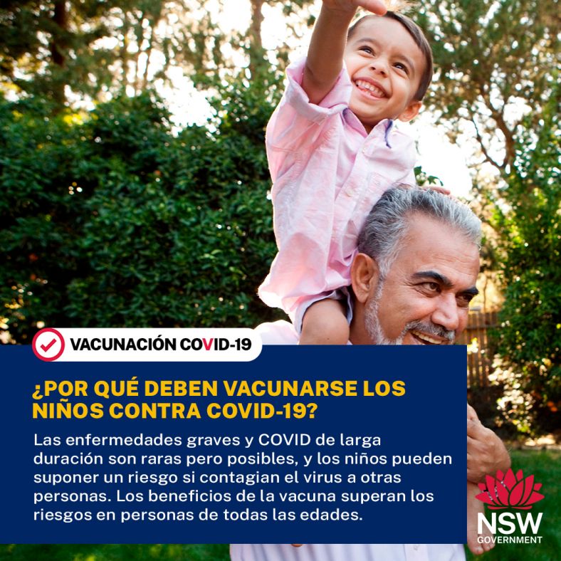 A father with his son on his shoulders in a garden with text explaining the value of vaccination