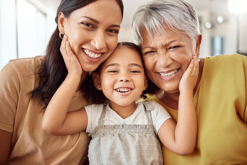 Three generations of females in a family